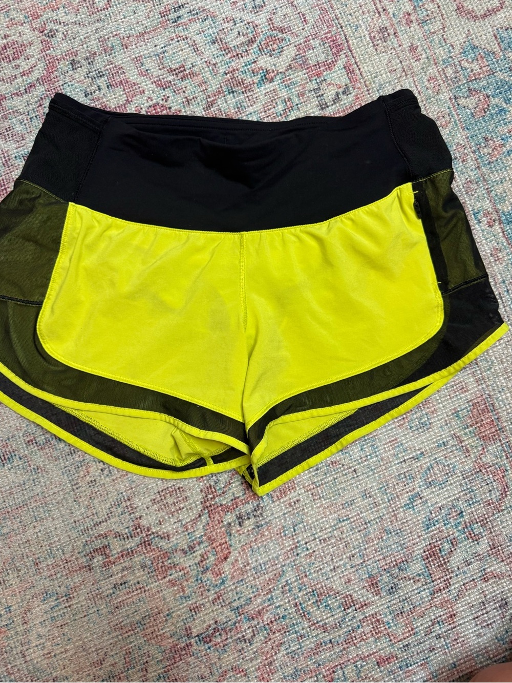 lululemon athletica Neon Yellow and Black Running Shorts